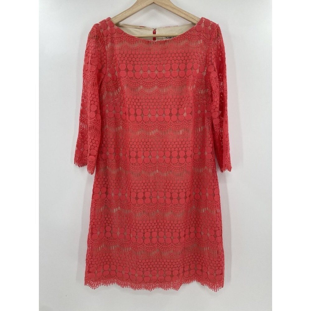 Eliza J Women’s Lace Coral Orange Sheath Dress Size‎ 6